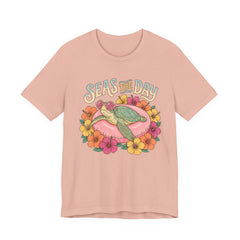 Seas the Day Turtle Tee — Vintage Floral Beach T-Shirt