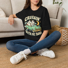 Cruisin' With My Boos T-Shirt — Cute Retro Ghosts Driving Graphic Halloween BP