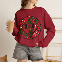 Christmas Smiley Crewneck Sweatshirt — Festive Holiday Smile Graphic