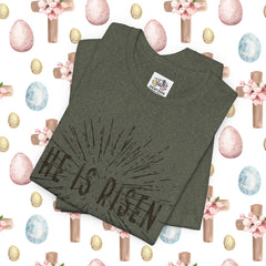 He Is Risen Unisex Short Sleeve Tee - Easter Celebration Shirt