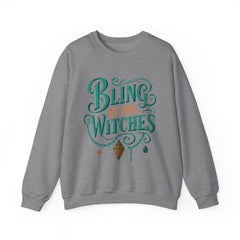 Bling It On, Witches Sweatshirt – Cozy Halloween Apparel, Unisex Crewneck, Spooky Season Fashion, Witchy Gifts, Fall Collection