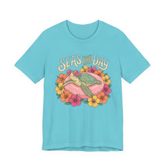 Seas the Day Turtle Tee — Vintage Floral Beach T-Shirt