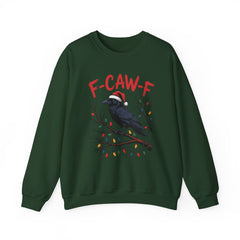 "F-CAW-F" Festive Raven Holiday Christmas Crow Crewneck Gildan Sweatshirt