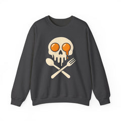 Skull & Fork Sweatshirt - Edgy Unisex Crewneck, Perfect for Food Lovers, Casual Wear, Halloween, Unique Gift