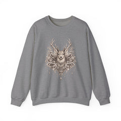 Deer Mandala Crewneck Sweatshirt — Vintage Stag Floral Graphic