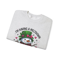 "I'm Having a Meltdown" Beautiful Melting Snowman Christmas Gildan Crewneck