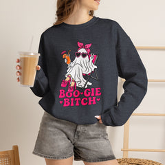 Boo-gie Bitch Ghost Crewneck Sweatshirt — Cute Retro Halloween Graphic