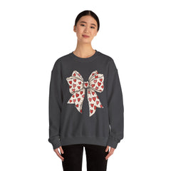 Valentine Heart Bow Sweatshirt — Cute Ribbon Graphic Crewneck