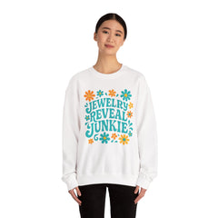 Jewelry Reveal Junkie Sweatshirt by Gildan, Cozy Unisex Crewneck, Gift for Jewelry Lovers