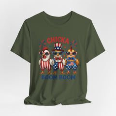 Chicka Boom Boom Patriotic Chickens Tee - 4th of July USA Shirt