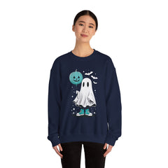 Teal Pumpkin & Ghost Crewneck Sweatshirt, Cozy Fall Apparel, Funny Sweatshirt, Gift for Her, Casual Wear