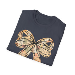 Vintage Newspaper Print Pen & Ink Bow T-Shirt