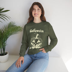 Halloween Pumpkin Sweatshirt, Cozy Fall Apparel, Unisex Crewneck, Perfect for Halloween, Fall Fashion, Pumpkin Spice Lover Gift