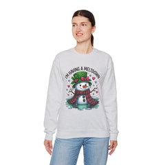 "I'm Having a Meltdown" Beautiful Melting Snowman Christmas Gildan Crewneck