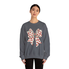 Valentine Heart Bow Sweatshirt — Cute Ribbon Graphic Crewneck
