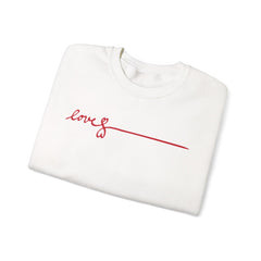Love Script Crewneck Sweatshirt — Minimal Red Handwritten Design