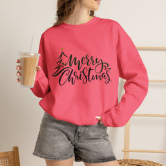 "Merry Christmas" Crewneck, Unisex Sweater, Winter Fashion, Festive Apparel, Holiday Gift, Christmas tree