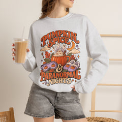 Pumpkin Spice & Paranormal Nights Crewneck Sweatshirt - Halloween