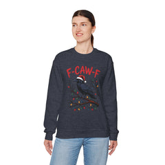"F-CAW-F" Festive Raven Holiday Christmas Crow Crewneck Gildan Sweatshirt