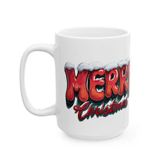 Merry Christmas Ceramic Mug (11oz & 15oz) — Festive Snow-Capped Holiday Coffee Cup