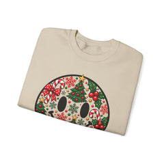 Christmas Smiley Crewneck Sweatshirt — Festive Holiday Smile Graphic