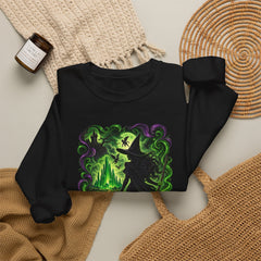 Witch Silhouette Forest Crewneck Sweatshirt – Green Gothic Witchy Art - Wicked