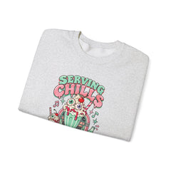 Halloween Sweatshirt — "Serving Chills with Extra Whipped Cream" Retro Ice Cream Graphic - BP