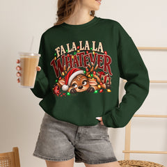 'Fa La La La Whatever' Cute Sleepy Reindeer Christmas Sweatshirt
