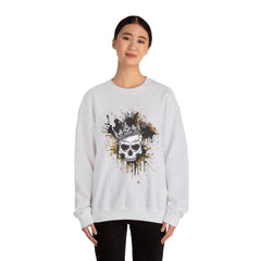 Skeleton King Crewneck Sweatshirt w/Black & Gold Splatter Design