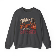 "Thankful, Blessed & a Little Stressed" Fall Pumpkin Sweatshirt
