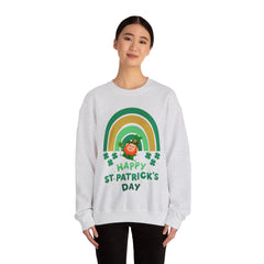 St. Patrick's Day Unisex Crewneck Sweatshirt - Happy Leprechaun Rainbow Design
