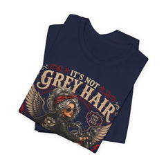 It's Not Grey Hair It's Wisdom Glitter T-Shirt — Vintage Skull & Rose Biker Tee for Women & Men