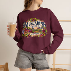 Muscadine Vineyard Crewneck Sweatshirt — Vintage Grape Winery Graphic - Southern Heritage
