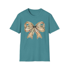 Vintage Newspaper Print Pen & Ink Bow T-Shirt