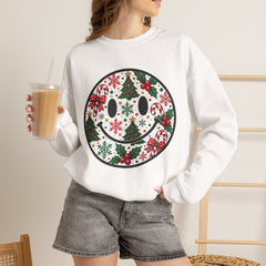 Christmas Smiley Crewneck Sweatshirt — Festive Holiday Smile Graphic