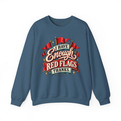 "I Have Enough Red Flags, Thanks" Vintage Banner Graphic Valentine Sweatshirt