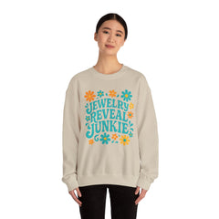 Jewelry Reveal Junkie Sweatshirt by Gildan, Cozy Unisex Crewneck, Gift for Jewelry Lovers