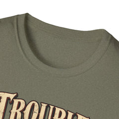 Trouble Has a New Captain T-Shirt — Pirate Skull Graphic Tee