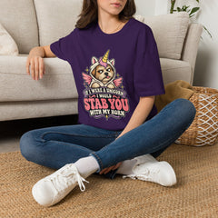 "If I Were a Unicorn I Would Stab You With My Horn" Funny Graphic Tee