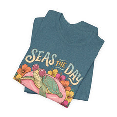Seas the Day Turtle Tee — Vintage Floral Beach T-Shirt