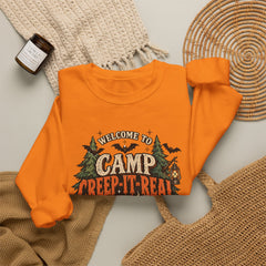 Camp Creep-It-Real Sweatshirt — Retro Spooky Camping Crewneck - Halloween Vibes