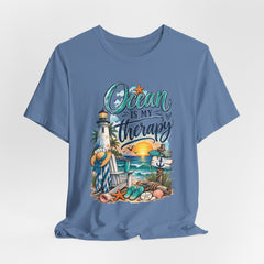 Ocean Is My Therapy T-Shirt — Beach Lighthouse Sunset Tee