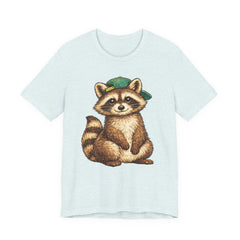 Cute Raccoon Graphic Tee — Adorable Cartoon Raccoon with Green Cap