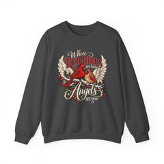 Red Birds Are Angels Crewneck Sweatshirt — Memorial Cardinal Tribute Sweater- Christmas Vibes