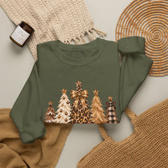 Leopard & Neutral Christmas Trees Crewneck Sweatshirt