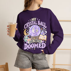Doomed Crystal Ball Crewneck Sweatshirt — Cute Pastel Gothic Fortune-Telling Graphic