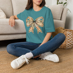 Vintage Newspaper Print Pen & Ink Bow T-Shirt