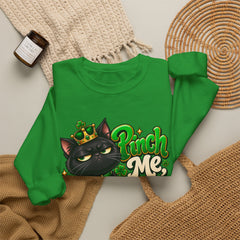 St. Patrick’s Black Cat Sweatshirt  "Pinch Me, Lose a Finger" Graphic Crewneck