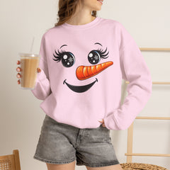 Happy Snowman Crewneck Sweatshirt | Winter Apparel, Christmas Gift, Cozy Sweater, Holiday Clothing, Carrot Nose Design
