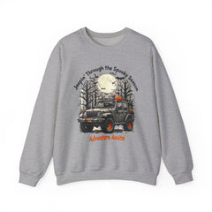 Spooky Adventure Sweatshirt - Jeepin' Through the Spooky Season, Unisex Crewneck, Fall Apparel, Halloween Gift, Cozy Halloween Wear